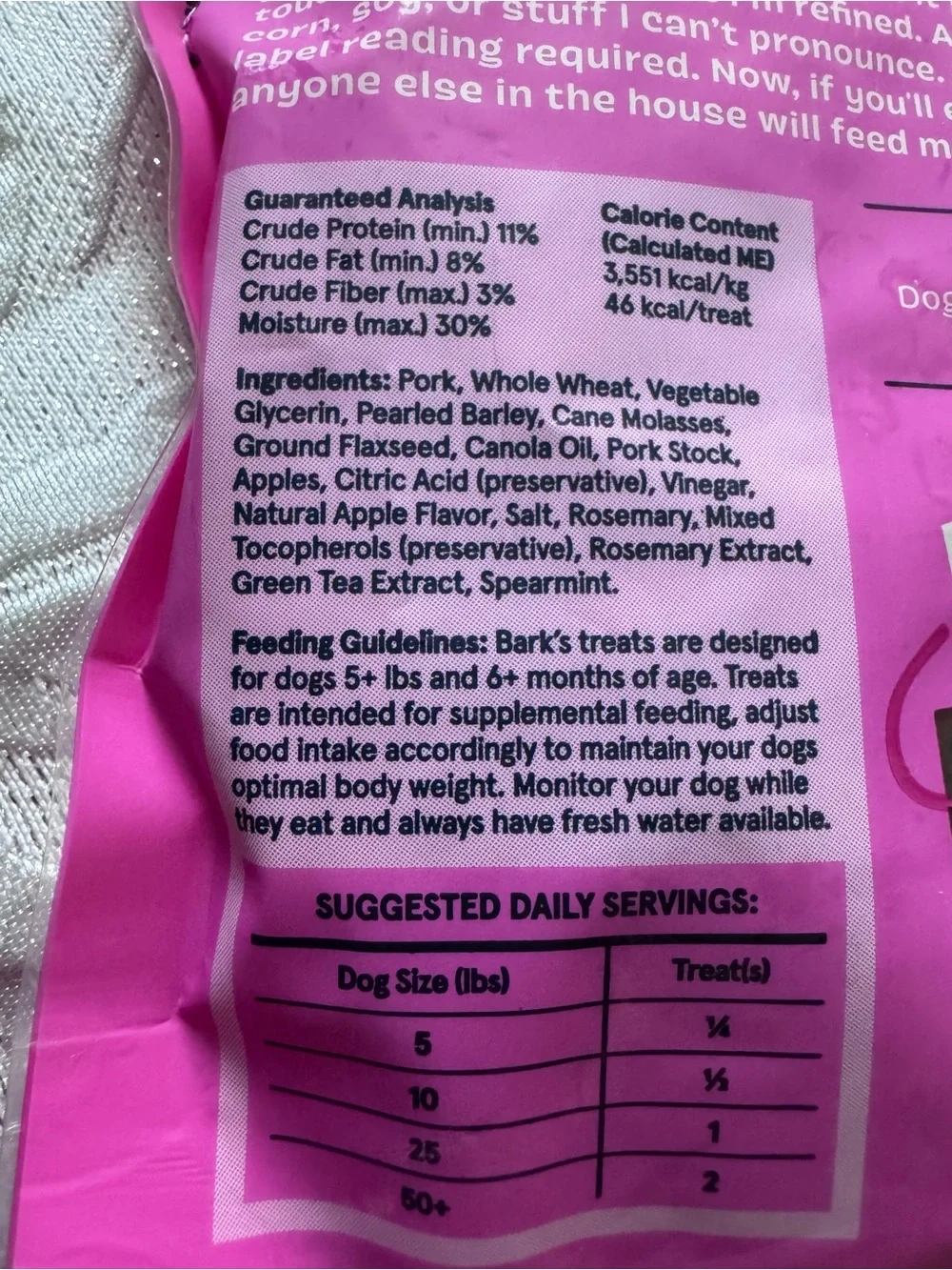 SEALED - BARK Pork & Apple Recipe - No grains -  4 oz./113g - Exp.: 03/2027